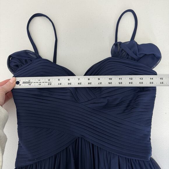 Alex Evenings Womens Dress 6 Blue Mesh Gown Bow Back Formal Bridesmaid Wedding - Picture 9 of 15